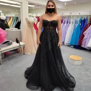 Black Jovani Strapless Prom Dress